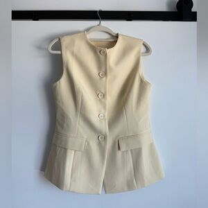 Sleeveless Button-Front Vest in Cream
